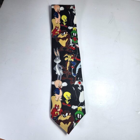 Looney Tunes Vintage Necktie 1997 Warner Bros. Bugs Bunny Tweety Taz Porky Pig - Picture 2 of 7